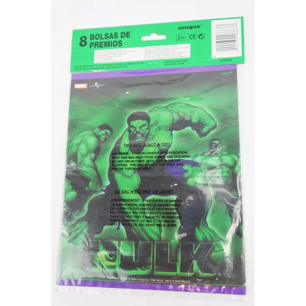 2-Pack Sealed Vintage 2000's Marvel‎ Hulk Party Loot Candy Favor 8 Bags Each